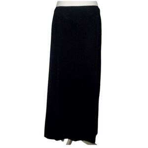 Ruby Cho Black 100% Suede Leather Whip Stitch Detail Maxi Skirt Size 12